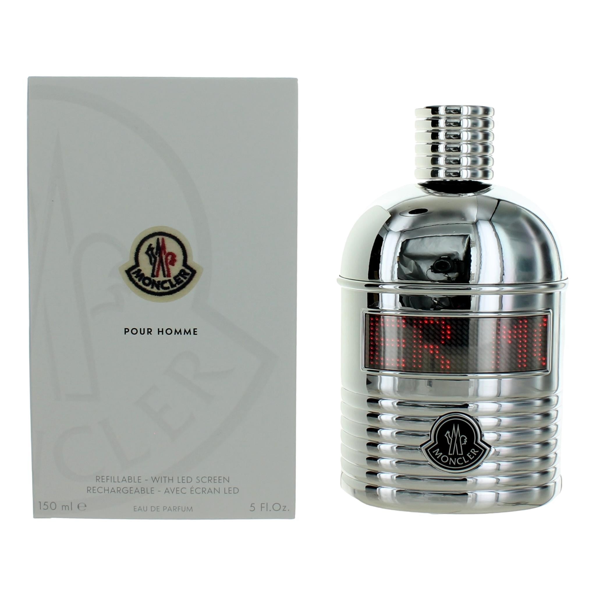 Moncler Pour Homme, 5oz Refillable EDP Spray men with LED Screen