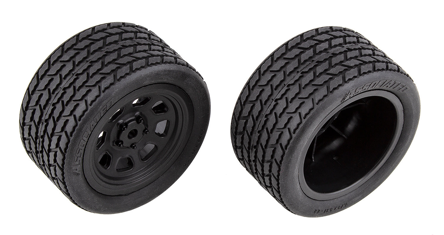 Team Associated SR10 Rear Wheels with Street Stock Tires Mounted