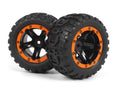BlackZon Slyder MT Assembled Wheels & Tires (Black/Orange) - OEM Replacement - 540195
