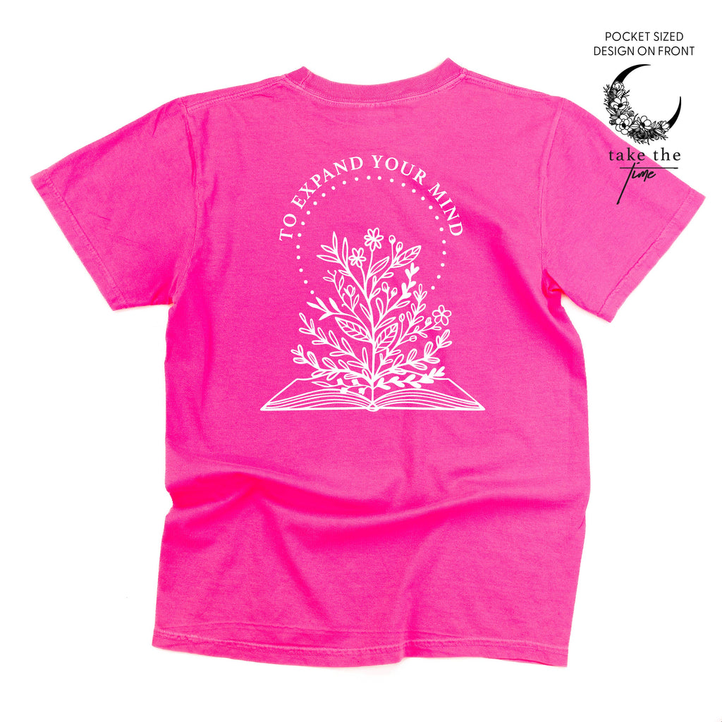 Take the Time (Front Pocket) w/ To Expand Your Mind (Back) - Comfort Colors Tee