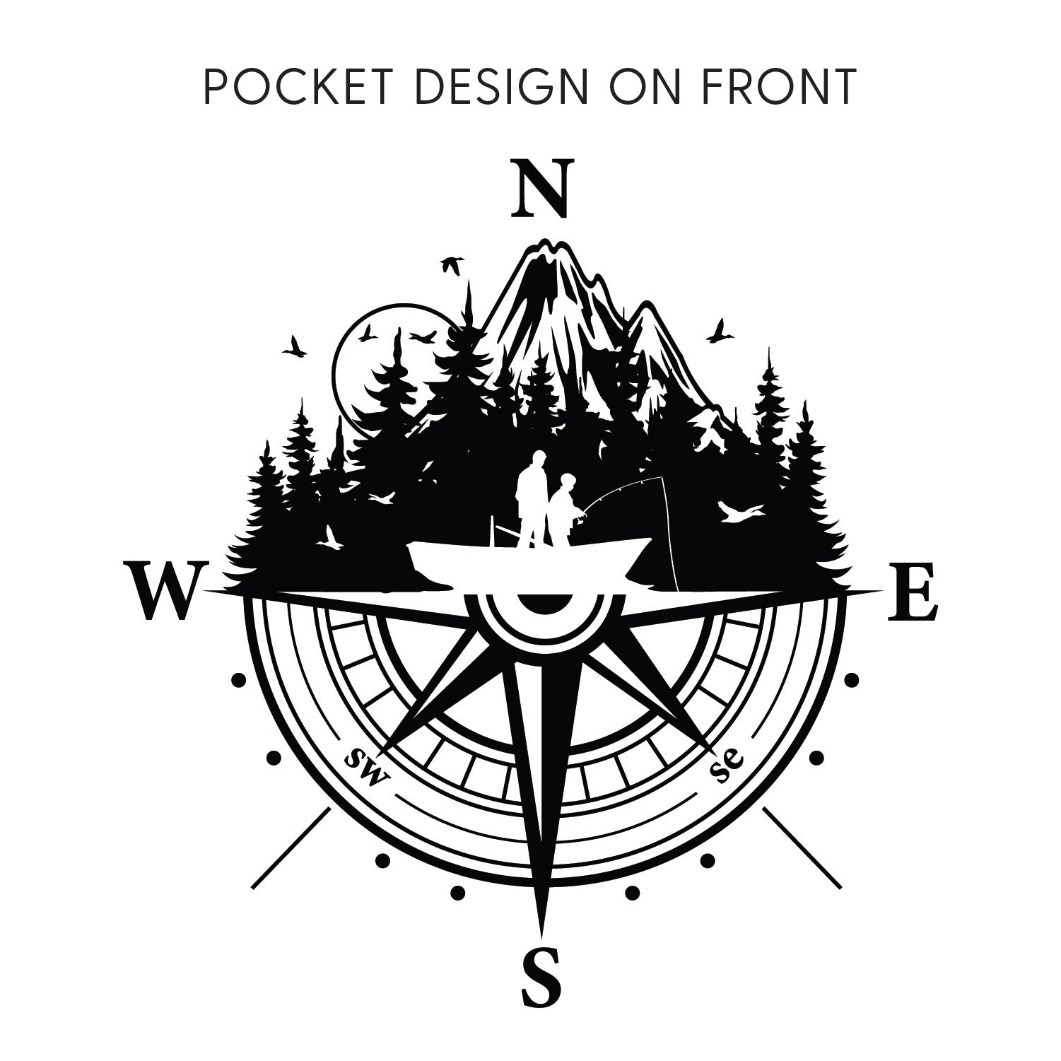 Fishing Compass - Fishing Scene (pf&b) - Child Long Sleeve Tee