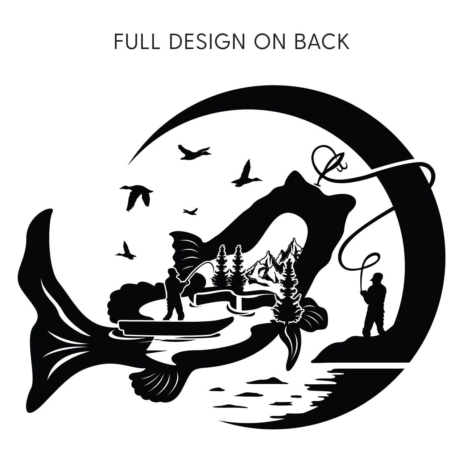 Fishing Compass - Fishing Scene (pf&b) - Long Sleeve Comfort Colors Tee