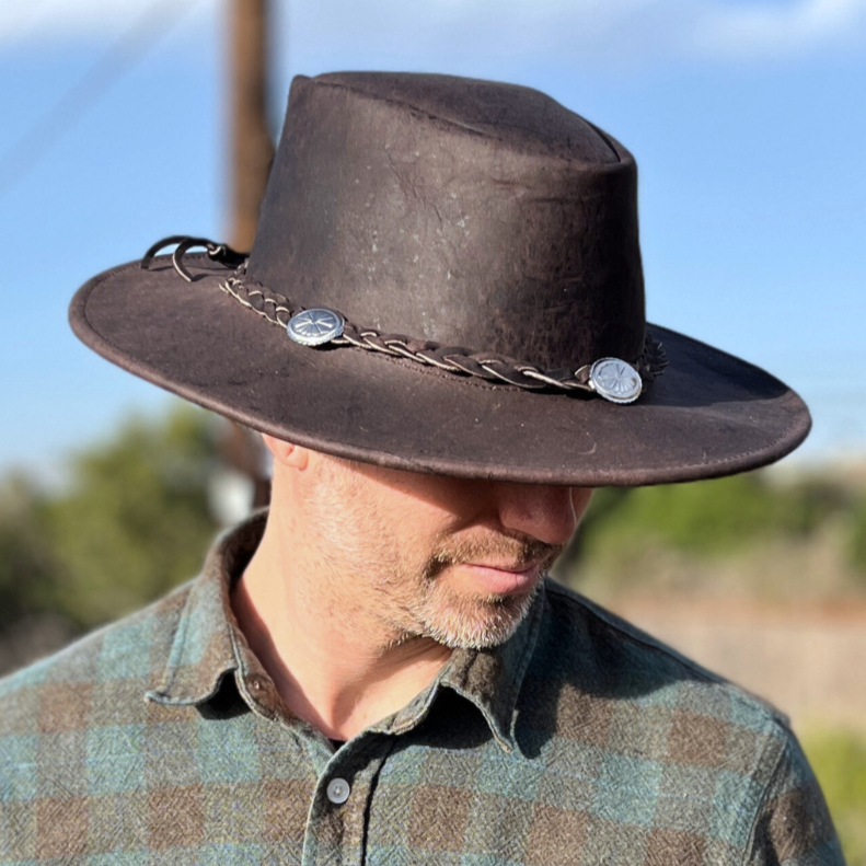 Crazy Horse Leather Rancher Hat - Chocolate