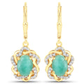 2.36 Carat Genuine Emerald and White Topaz .925 Sterling Silver Earrings