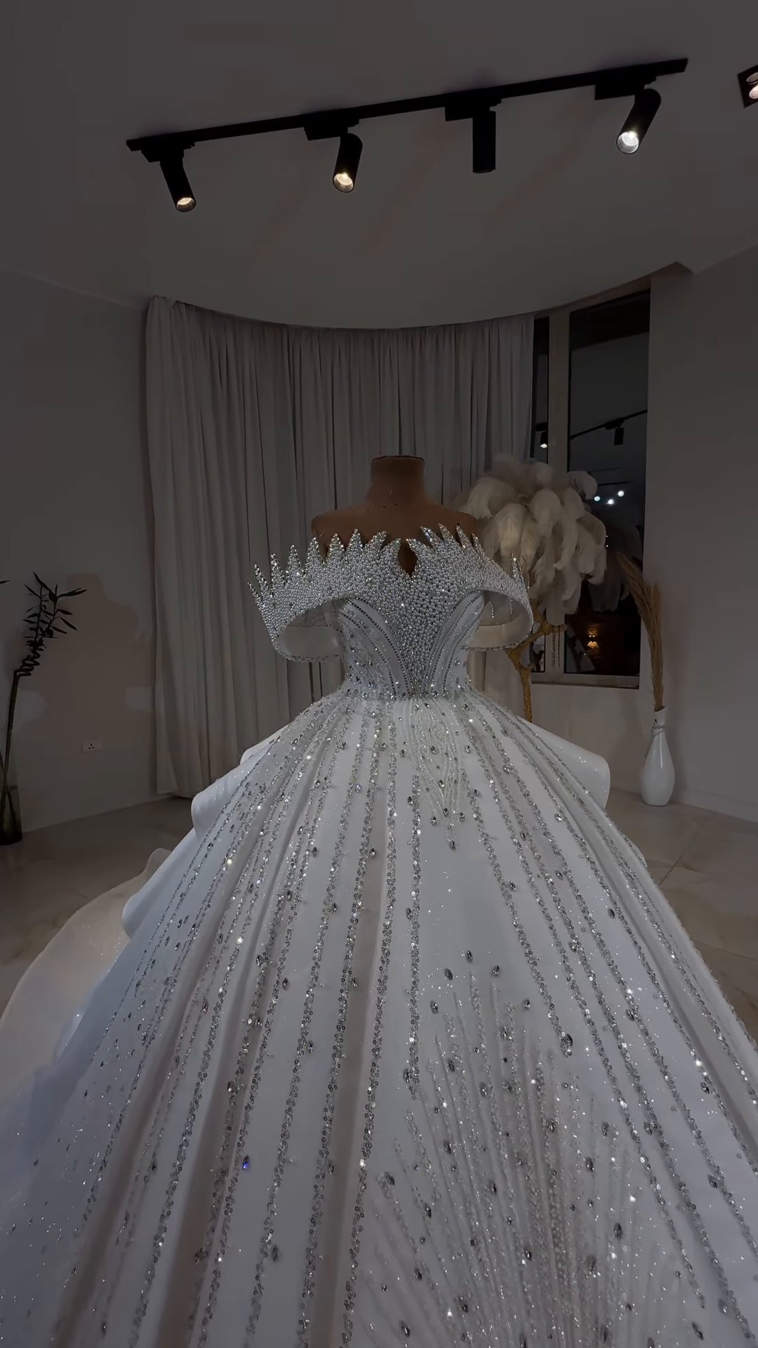 Diamond Luxe Crystal Off-Shoulder Royal Princess Ball Gown GD104