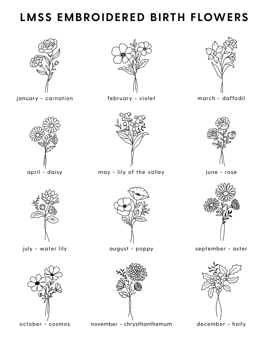 Embroidered Comfort Colors Tee - 4 Birth Flower w/ White Thread (center)
