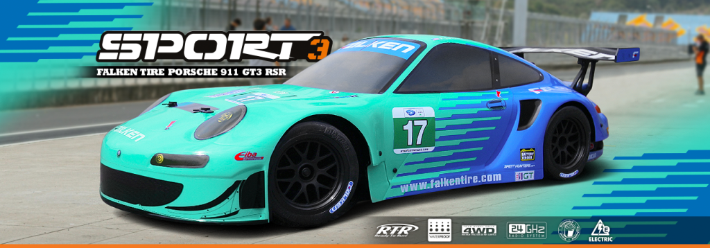 HPI Racing Sport 3 Porsche 911 GT3 RSR Falken RTR – 1/10 Brushed On-Road Scale RC Car