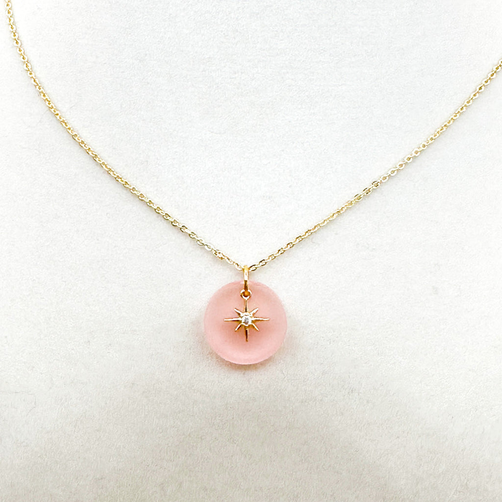 Frosted Acrylic & Dainty Star 18K Gold Plated Charm Necklace