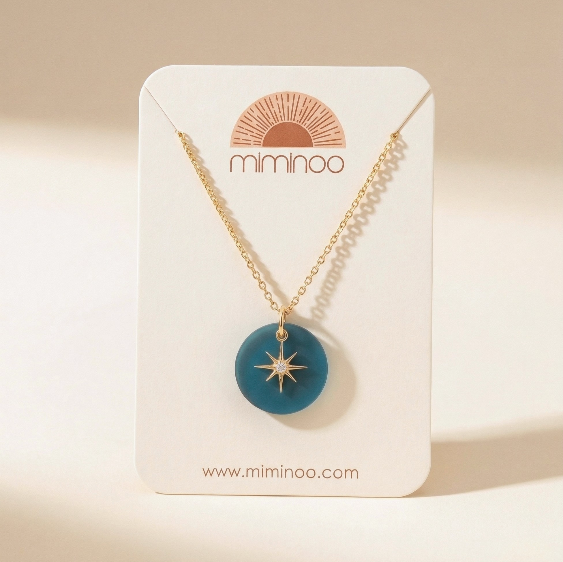 Frosted Acrylic & Dainty Star 18K Gold Plated Charm Necklace