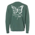 Embroidered/Printed PIGMENT Crewneck (pf&b) - Floral Butterfly / Growth Takes Time