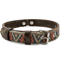 Handmade Leather Dog Collar — Aztec Embroidered | Bronze Olive