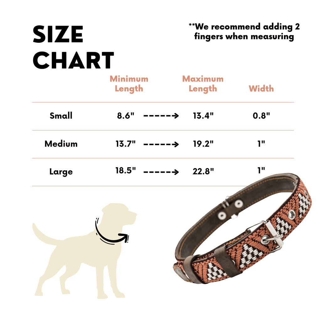 Handmade Leather Dog Collar — Aztec Embroidered | Brown Rust