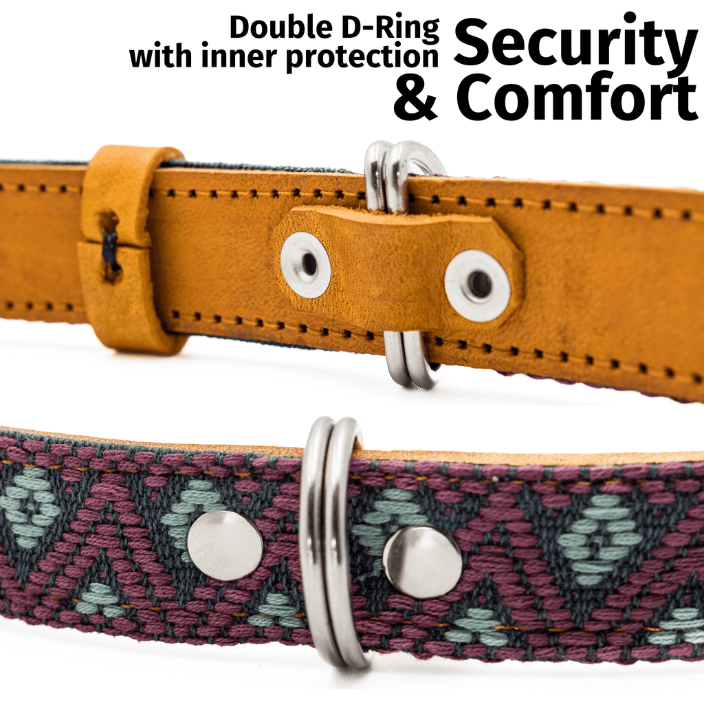 Handmade Leather Dog Collar — Aztec Embroidered | Camelot