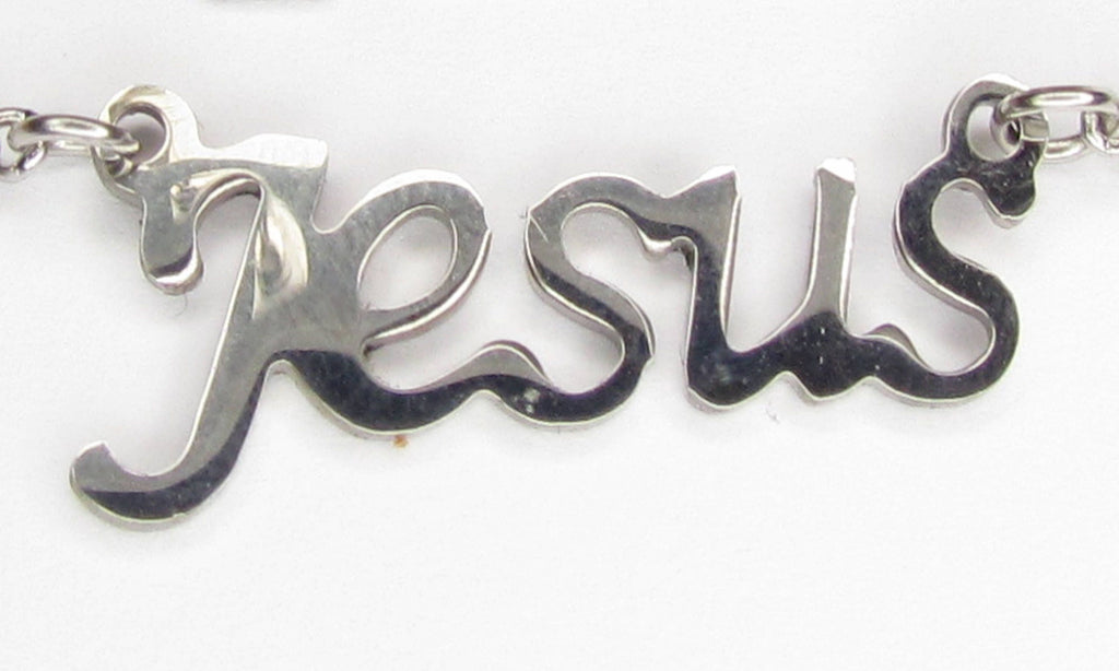 Silver Hope Faith Jesus Choker Necklace Cross Pendant Cutout Necklace Chain for Girls Women Christian Jewelry script jewellery