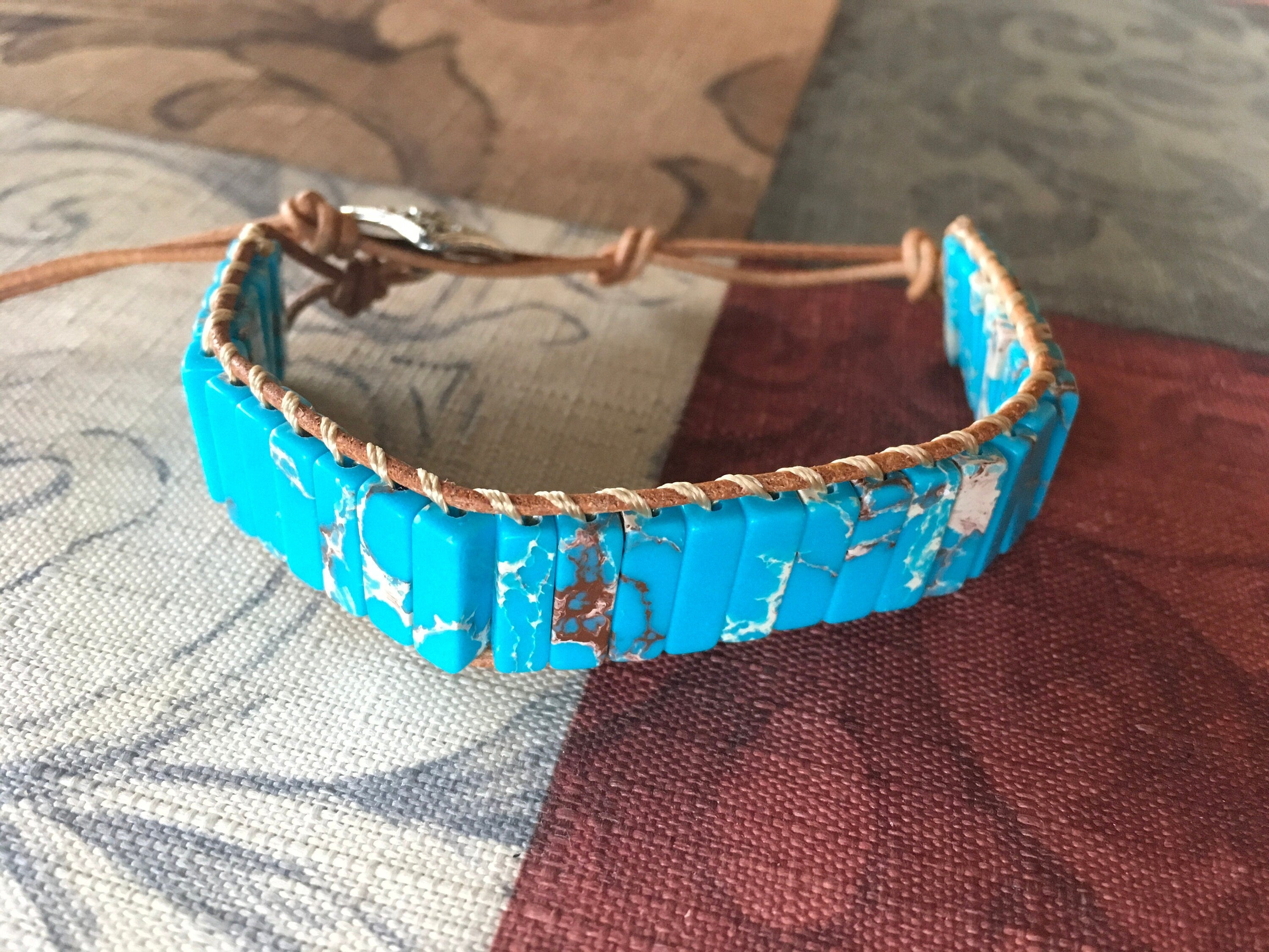 Natural stone bracelet wrap bohemian yoga leather friendship southwestern jewelry for women