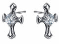 Mens Large Zircon Cross Earring Stud for Women Men Waterproof Hypoallergenic Stainless Steel Silver Stainless Steel Crucifix Hip Hop Punk