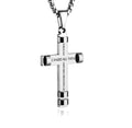 I can do all things Cross Necklaces for Men Silver Black through christ who strengthens me Pendant Stainless Steel Chain Philippians 4:13