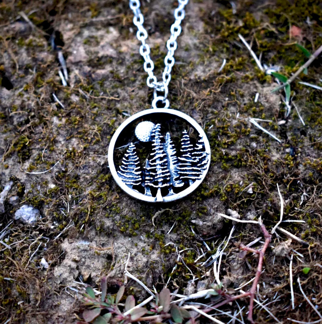 Set - Colorado Mountain Necklace and Earrings under the sun pine tree jewelry Hikers Wanderlust Bikers Minimalist Jewelry Set for Woman