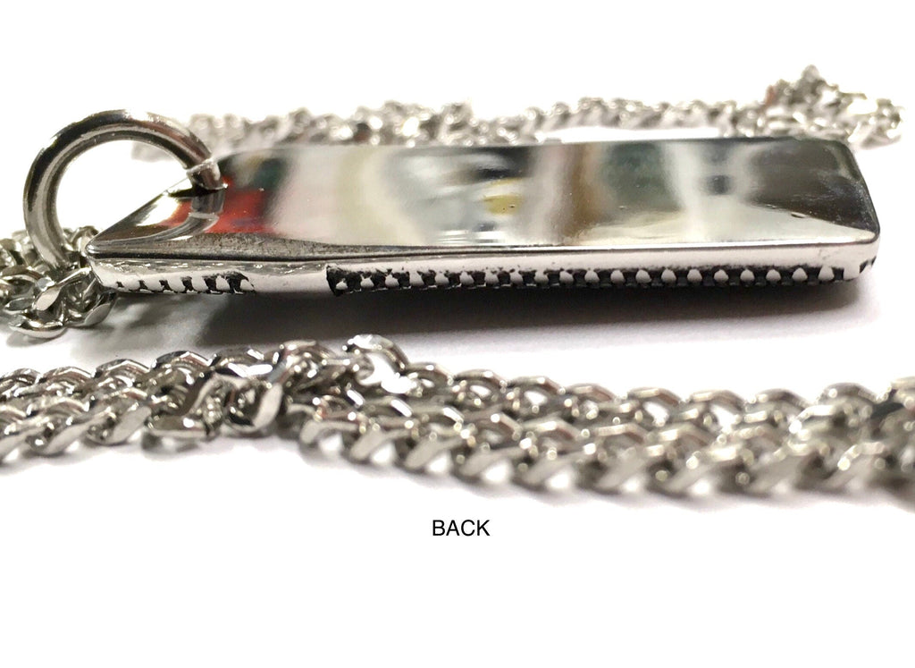 Solid stainless steel cross dog tag necklace knurled engraved detail biker heavy keel chain for men waterproof jewelry