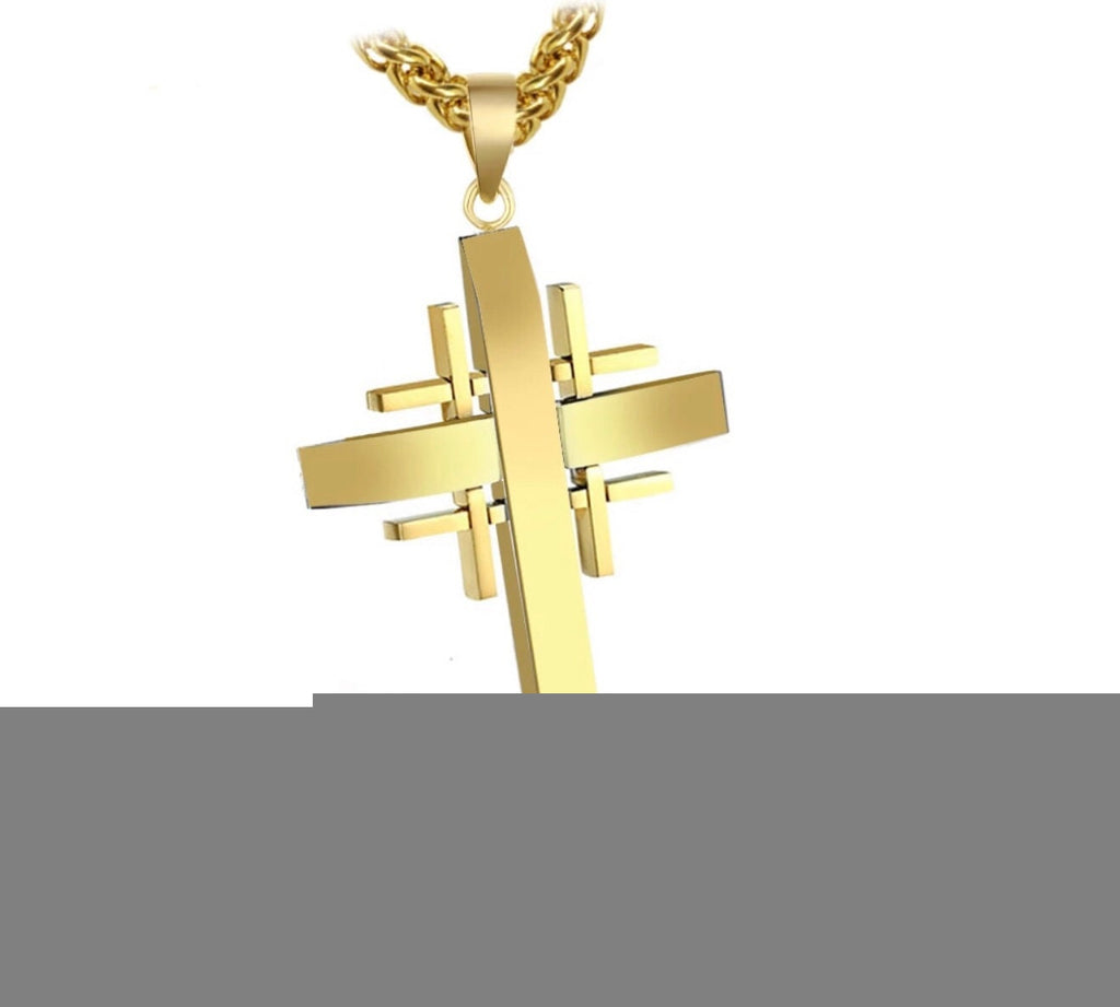 Jerusalem Cross Christian Cross Necklaces for Women Gold Stainless Steel Prayer Jewelry Necklace Charm Pendant Gold Crucifix Men Jewish