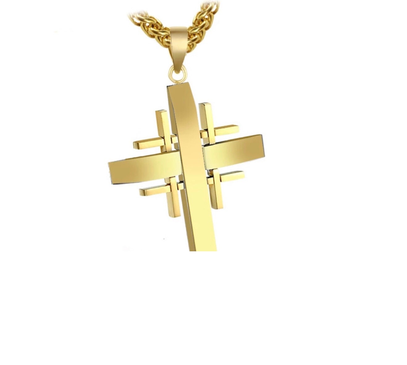 Jerusalem Cross Christian Cross Necklaces for Women Gold Stainless Steel Prayer Jewelry Necklace Charm Pendant Gold Crucifix Men Jewish