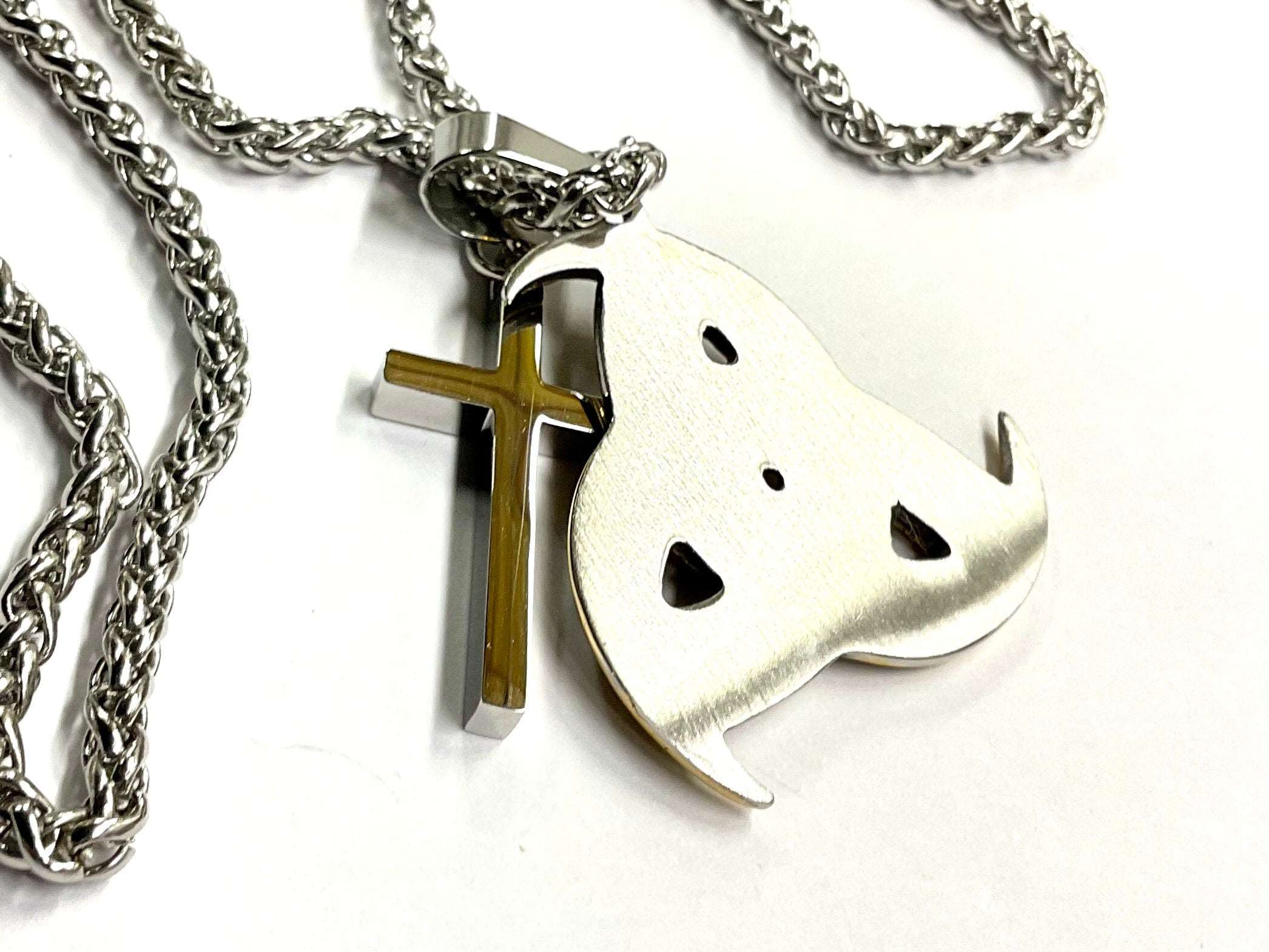 2 piece Celtic Irish knot cross necklace filigree viking heavy keel rope chain waterproof jewelry