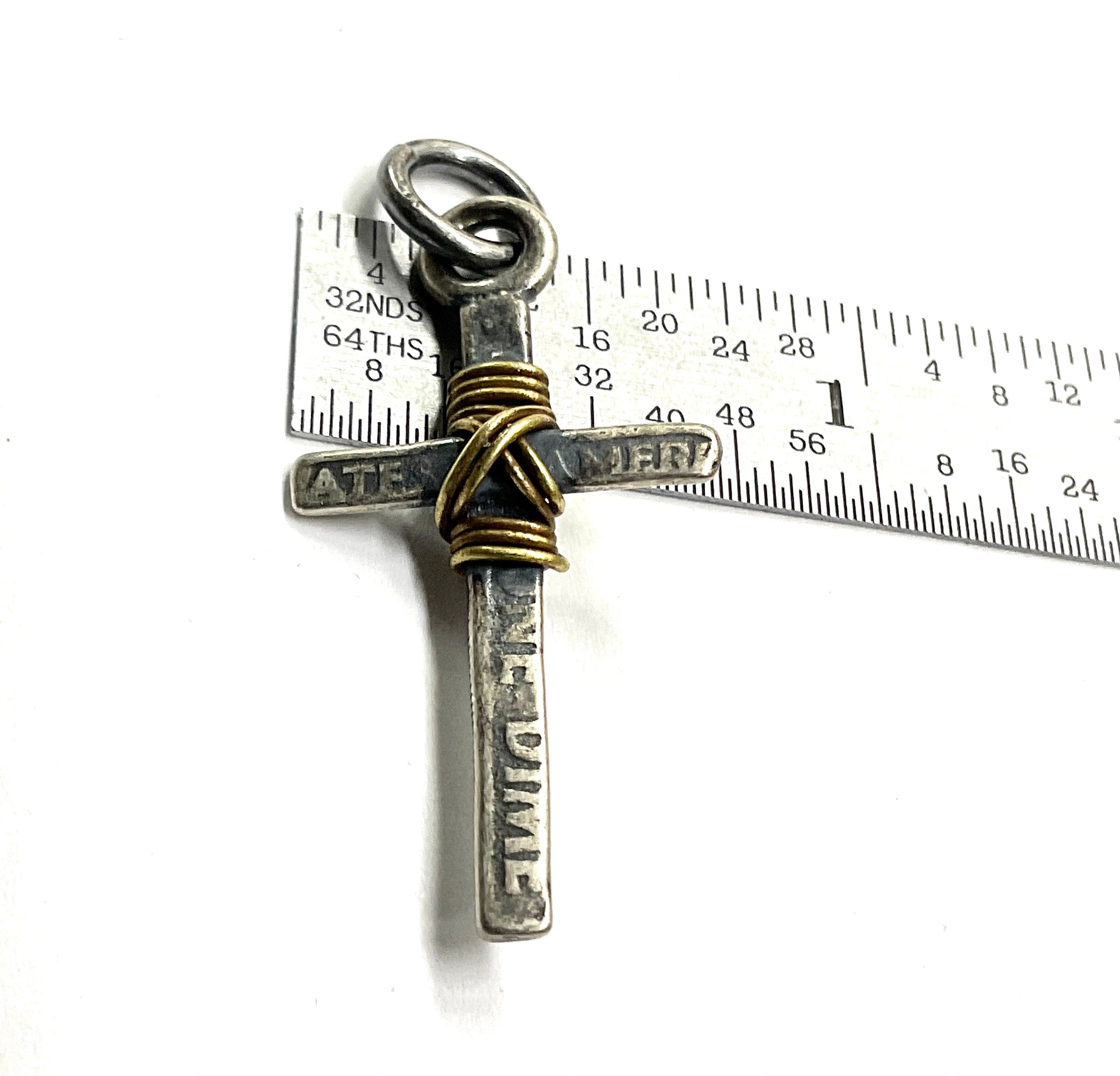 Solid Silver Cross US Coin Stamp Accent Stainless Steel Chain for Men Old World Silver Necklace Cross Super Box Chain Jesus