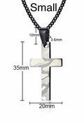 Camouflage Cross Necklace Military Grey and Black Mens Waterproof Hypoallergenic Stainless Steel Black Curb Chain Crucifix Boys Jewelry