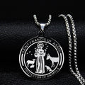 Saint Francis of Assisi Medal Protector of animals environment Black Enamel Stainless Steel Pendants Patron Saint Police Officers Soldiers