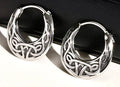 Mens celtic huggie hoop earrings womens irish knot triquetra claddaghs viking valknut scottish waterproof hypoallergenic stainless steel