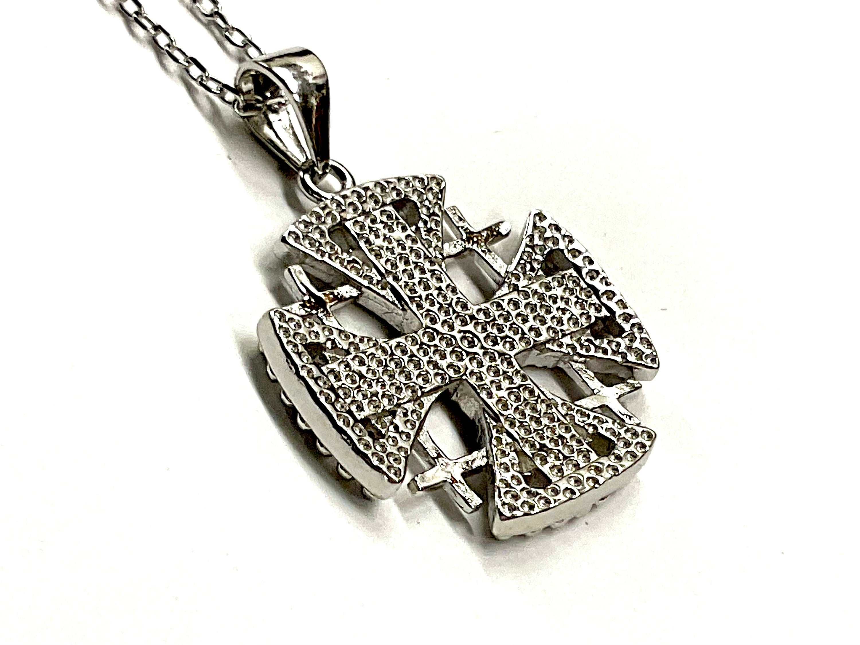 Jerusalem Cross Solid Sterling Silver Jesus Medal with Blue Green Opal inlay Medallion Jewish