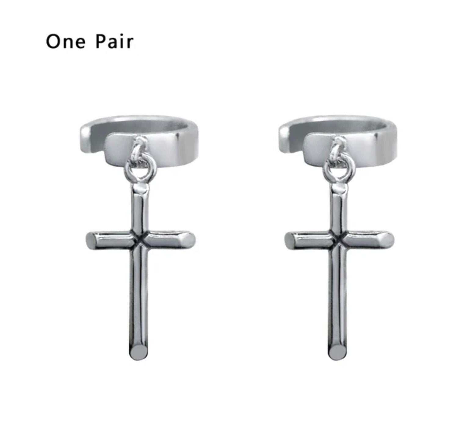Cartilage No Pierce Cross Cuff Earring S925 Dangle Cross Arc Ear Cuff Wrap Solid Sterling Silver Hypoallergenic