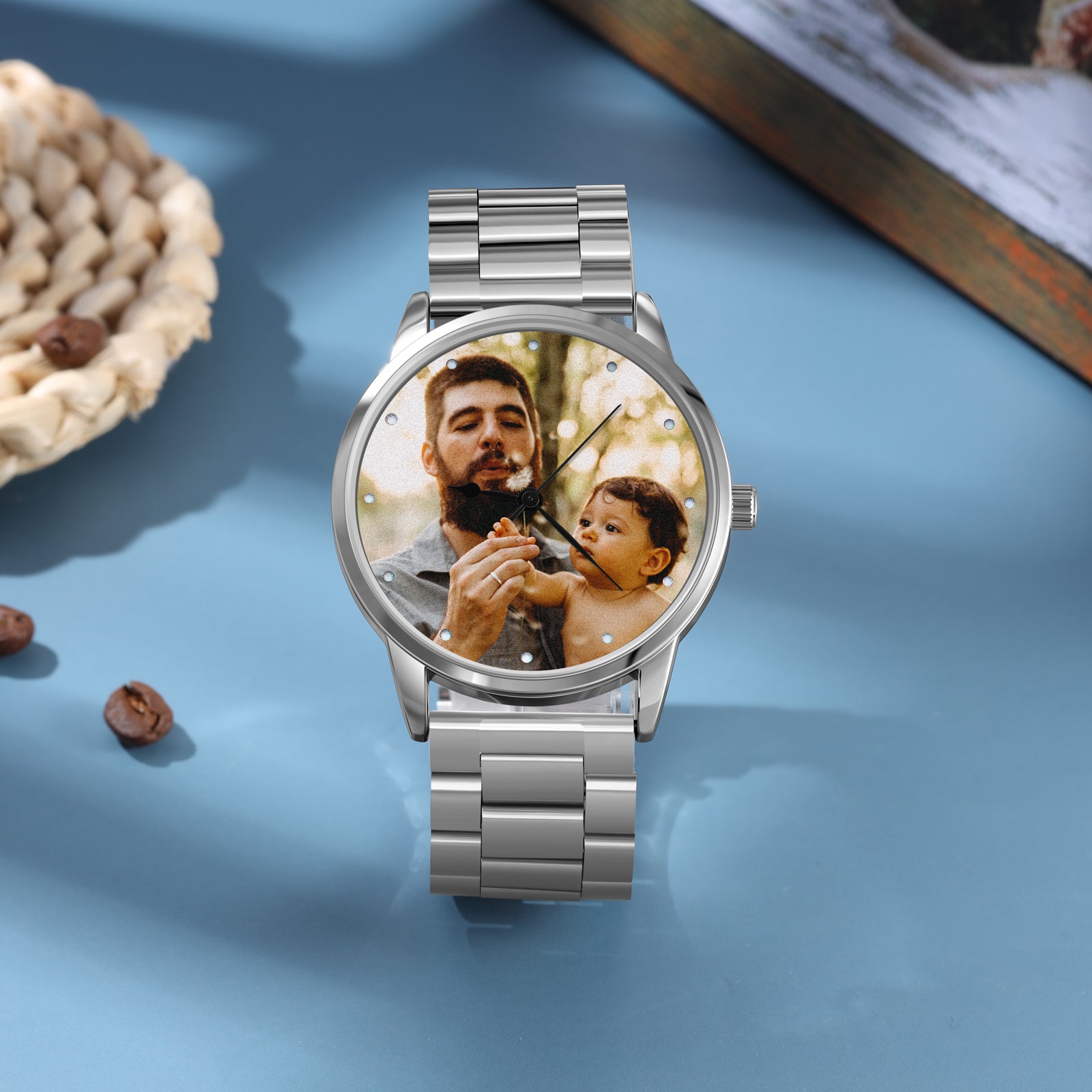 Personalized Photo and Custom Message Silver Watch