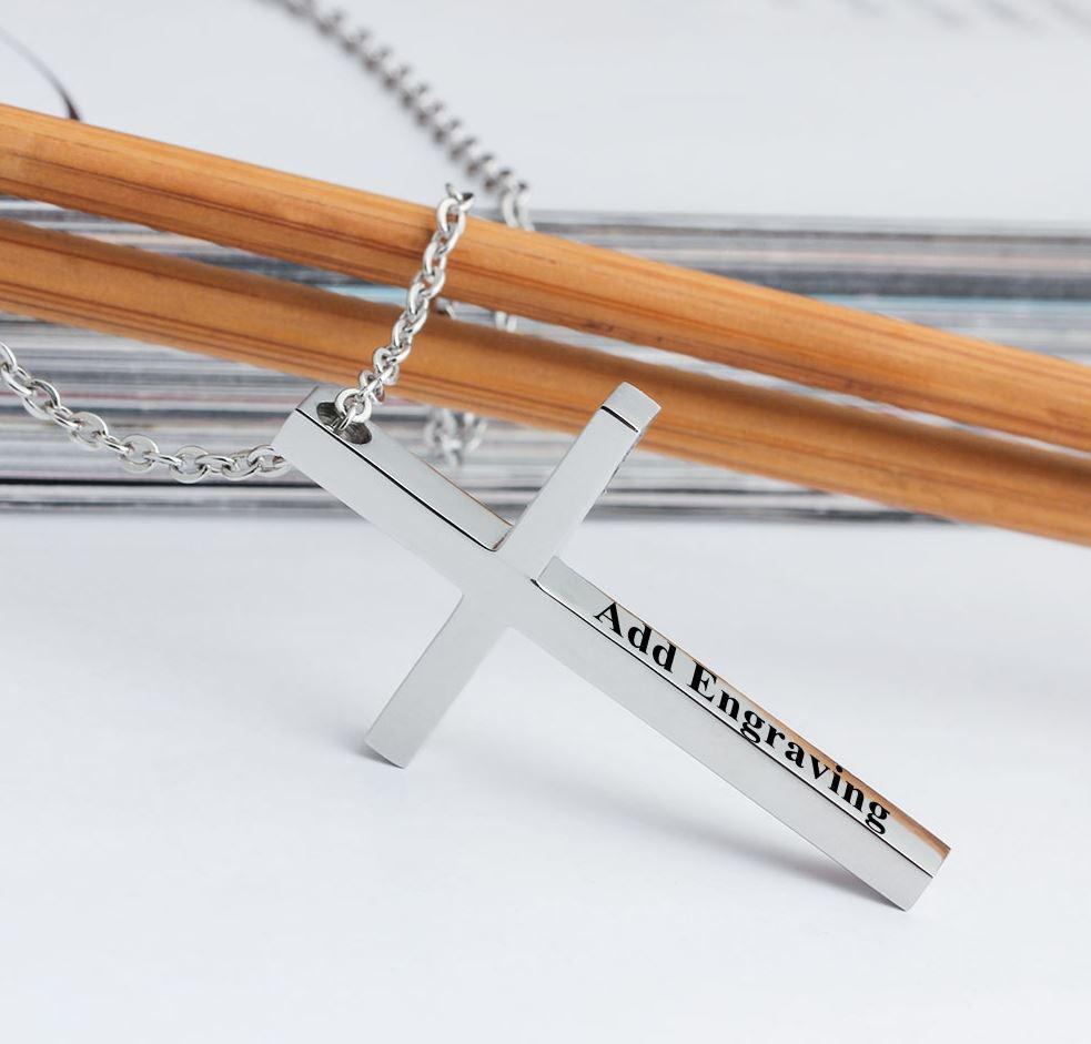 Personalized Cross Name Necklace - Christian Cross Necklace With Engraving