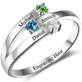 3 Birthstone Ribbon Band Mother's Ring or Mom Ring