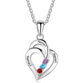 Mother's Necklace 3 Birthstones and 3 Engraved Names Heart Pendant