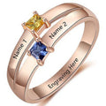 Mother's Ring 2 Stone  2 Engraved Names 14k Rose Gold IP