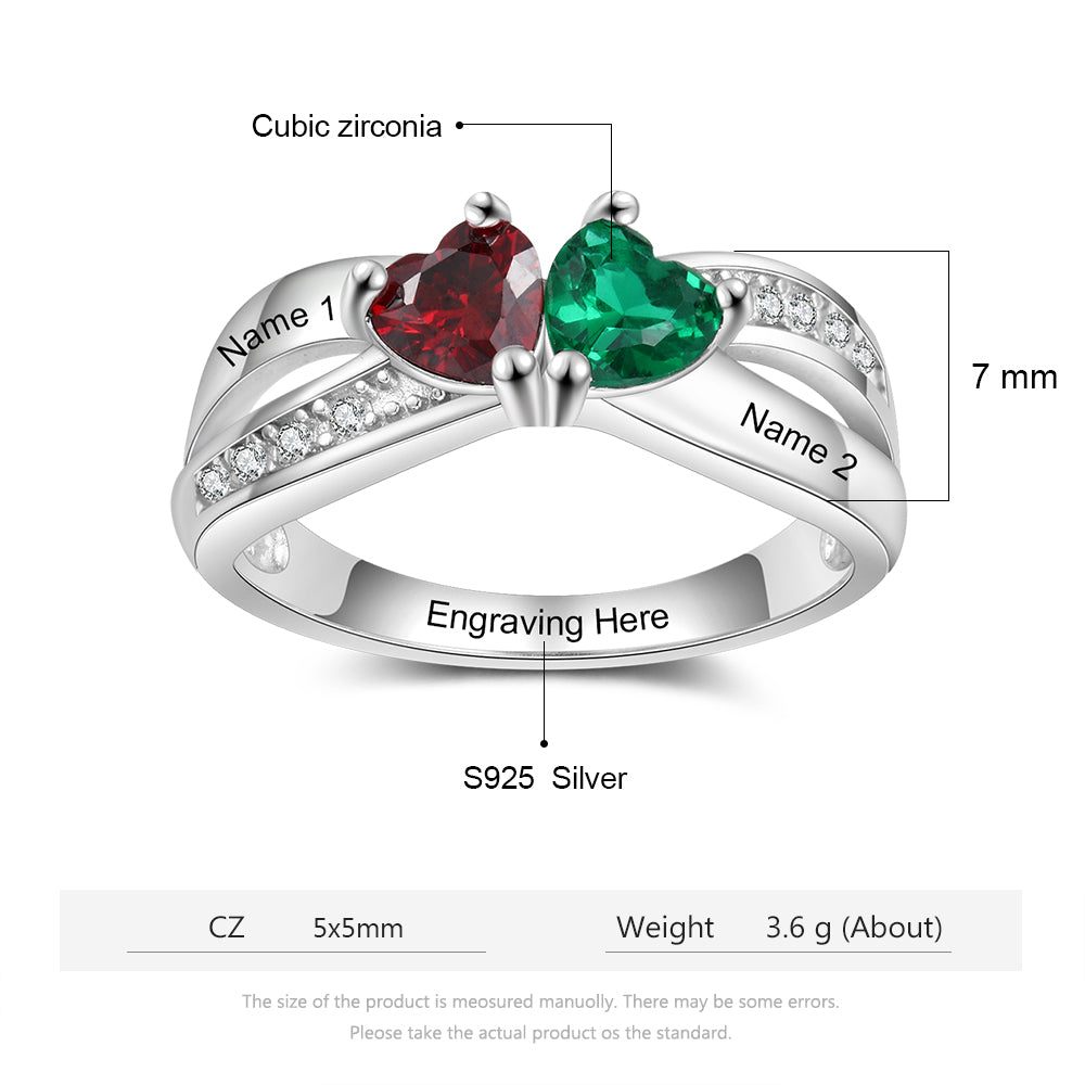 Personalized Mother's Ring 2 Birthstone Split Band Promise Ring