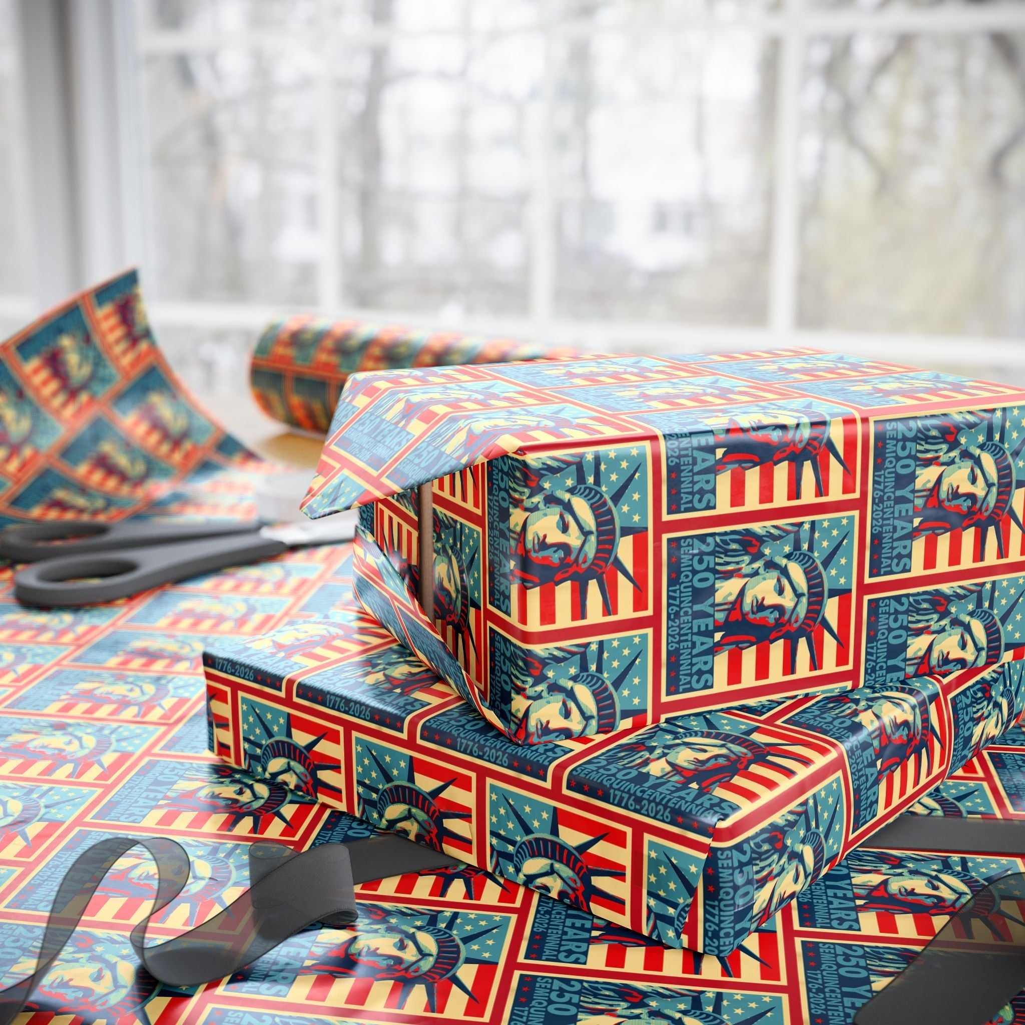 Liberty Semiquicentennial Custom Wrapping Paper Roll – America’s 250th Anniversary
