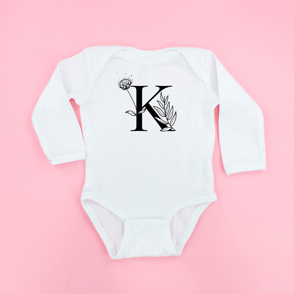 Floral Initials - Child Long Sleeve Tee