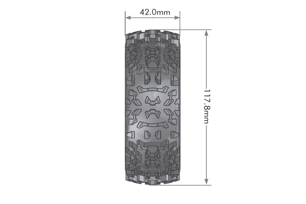 Louise R/C B-Pioneer 1/8 Off-Road Buggy Tires 17mm Hex Soft Mounted Black Spoke Rim Pair