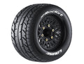 Louise R/C MT-Rocket Soft 1/10 Monster Truck Tires on Black Rims, Removable Hex