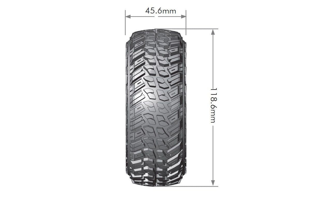 Louise R/C CR-Griffin 1/10 1.9" Crawler Tires Mounted 12mm Hex Black Chrome Rim Pair