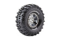 Louise R/C CR-Champ 1/10 1.9" Crawler Tires Mounted 12mm Hex Black Chrome Rim Pair
