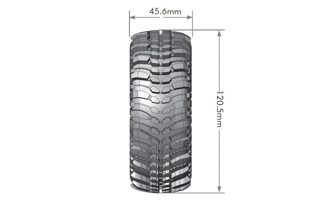Louise R/C CR-Champ 1/10 1.9" Crawler Tires Mounted 12mm Hex Black Chrome Rim Pair