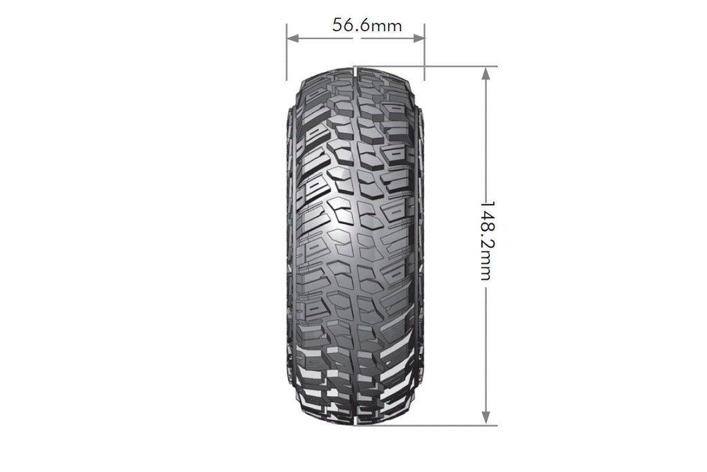 Louise R/C CR-Griffin 1/10 2.2" Crawler Tires Mounted 12mm Hex Black Chrome Rim Pair