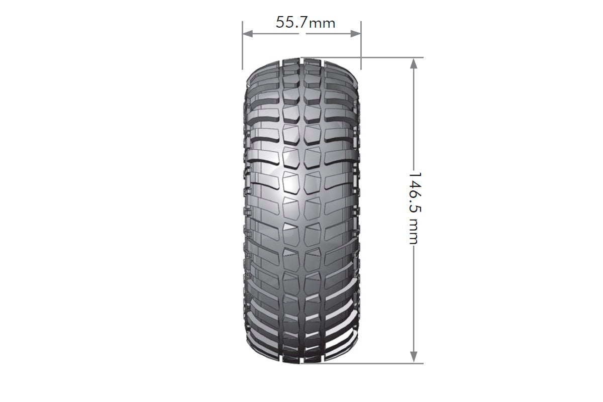 Louise R/C CR-Ardent 1/10 2.2" Crawler Tires Mounted 12mm Hex Black Chrome Rim Pair