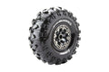 Louise R/C CR-Rowdy 1/10 2.2" Crawler Tires Mounted 12mm Hex Black Chrome Rim Pair