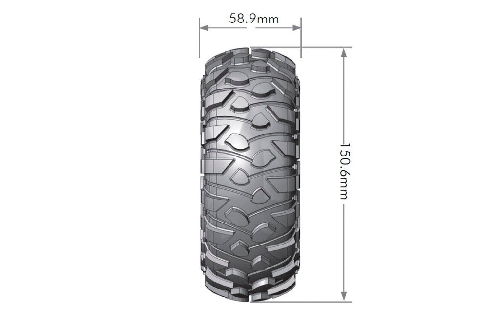 Louise R/C CR-Rowdy 1/10 2.2" Crawler Tires Mounted 12mm Hex Black Chrome Rim Pair