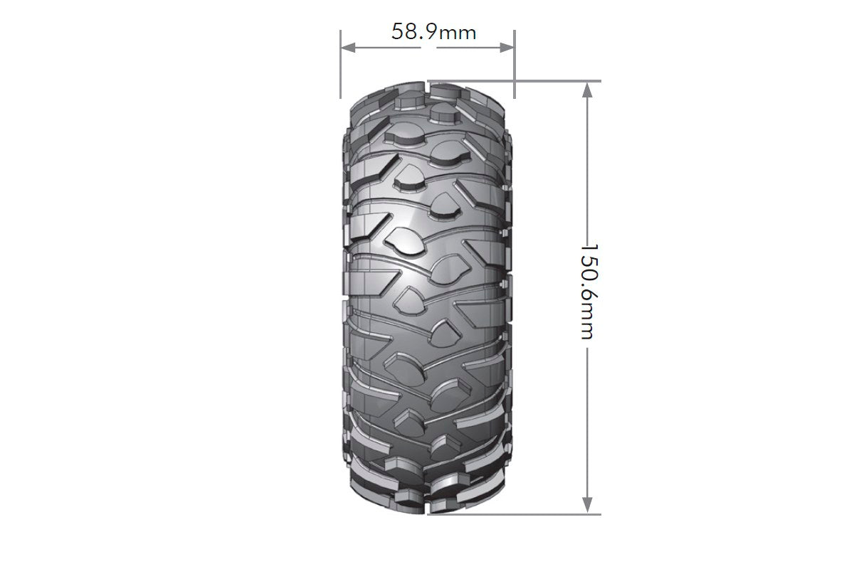 Louise R/C CR-Rowdy 1/10 2.2" Crawler Tires Mounted 12mm Hex Black Chrome Rim Pair